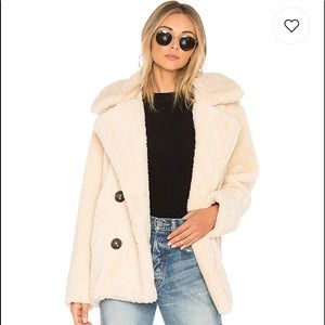 Free People Teddy Peacoat jacket in Cream